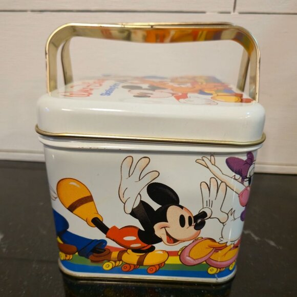Walt Disney "Skating Party" Lunch Tin Box Double Handle - RARE Vintage - Collect - Picture 5 of 11